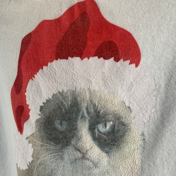 Sugar Rush Ugly Christmas Sweatshirt with Grumpy Cat in Santa Hat Size Small - Picture 12 of 14